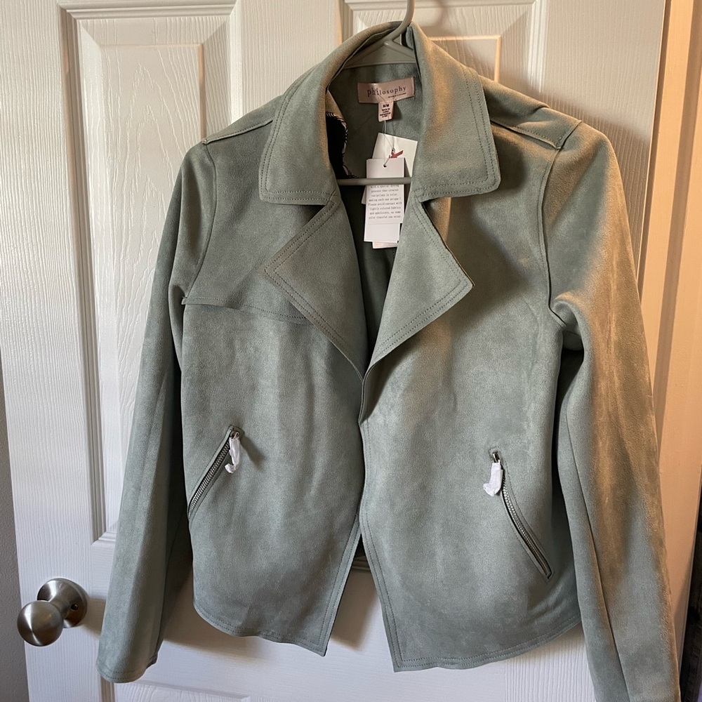 Philosophy Sage Green Suede Jacket - Size Medium